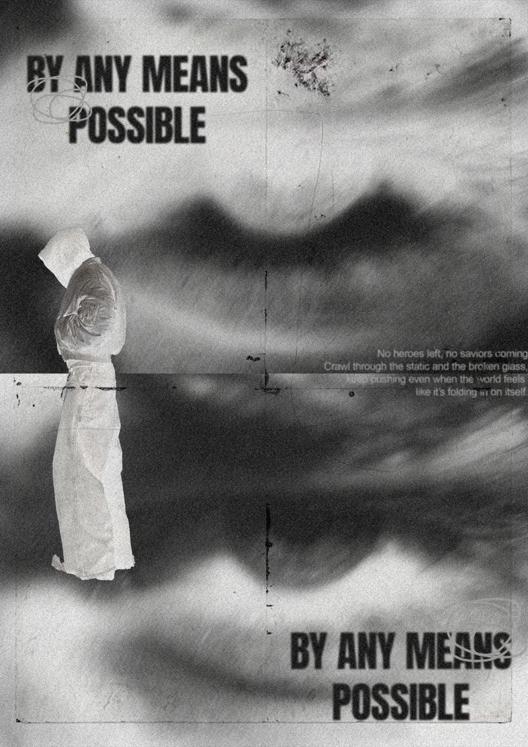 Poster estilo grunge en blancos y negros